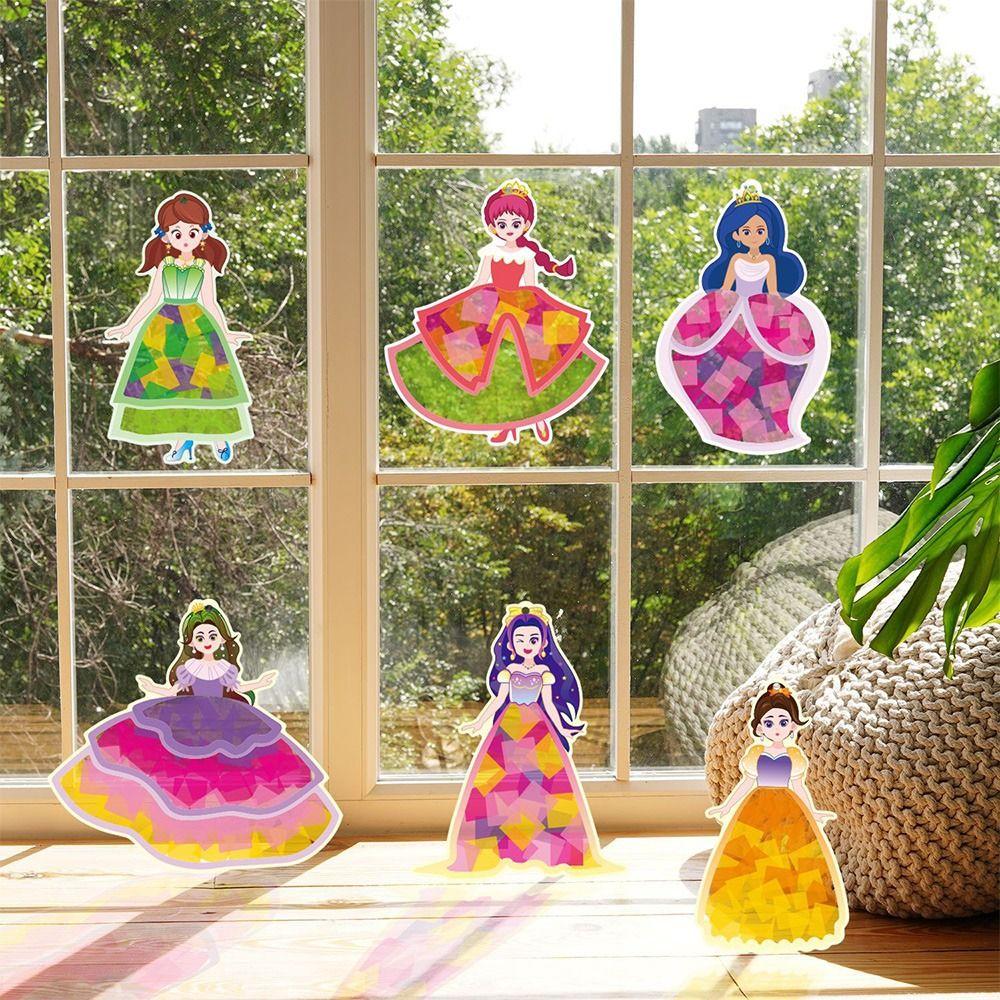 Multicolor DIY Sun Catcher Pendant Butterfly Princess Paper Handmade Art Craft Accessories DIY Craft Kit Home Decoration