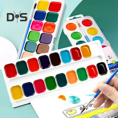 Boxed Watercolor Paint Set Water Soluble Pigments Set with Brush Portable Watercolor Palette for Kids Adults Travel School Art Projects