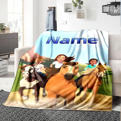 Personalisierbare Decke mit Name, Persönlichkeit, Geist, Reiten, Frei, Weich & Warm, für Sofa, Büro, Bett, Reisen, Mittagspause, Geschenk, Geeignet für Alle Jahreszeiten