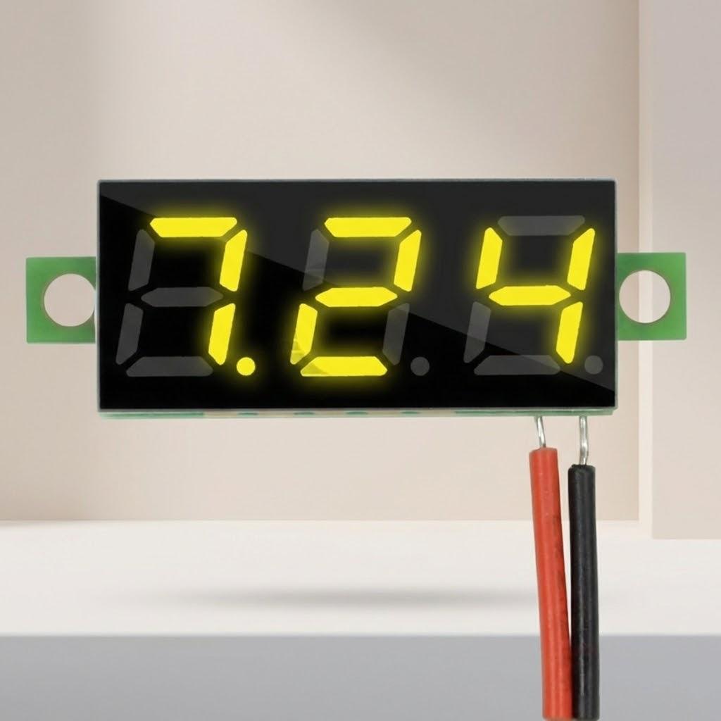 

Digital Volt Meter 28 Inch DC 25V to 30V Voltage Tester Dual Display Voltmeter Electrical Measurement Tool жовтий