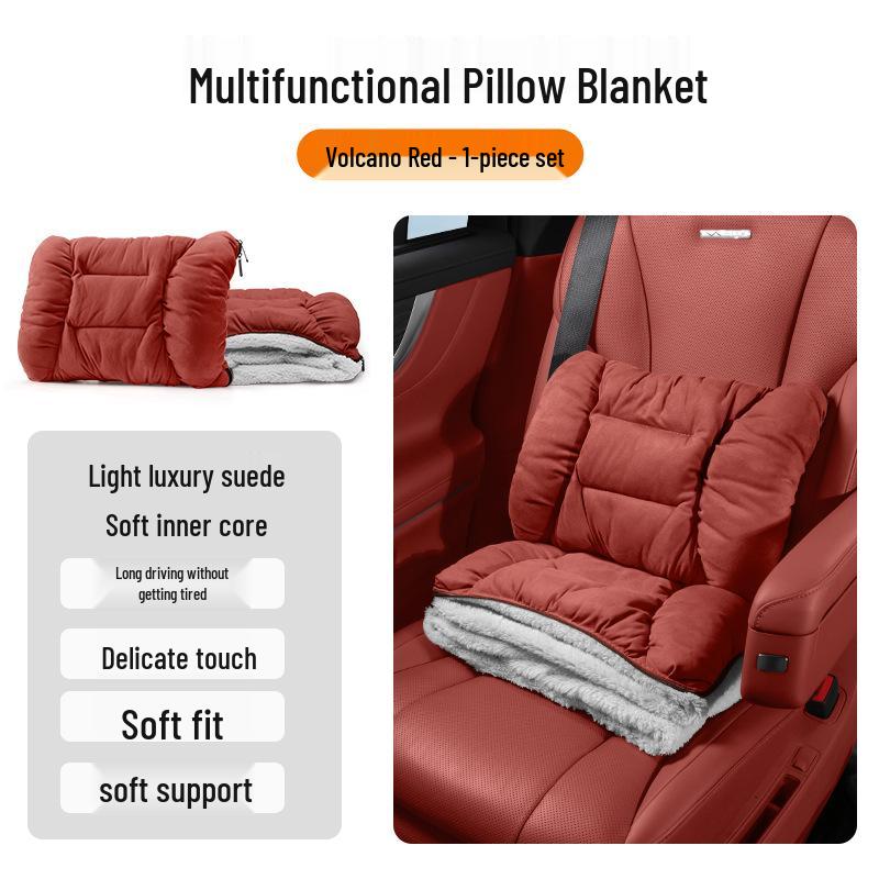 Winter Headrest & Lumbar Support Pillow for AITO M7/M9/M5 - Plush Lambswool Two-in-One Blanket