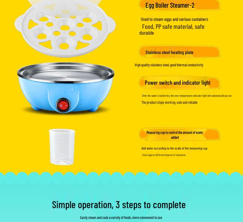 Mini Multi-Functional Egg Steamer with Automatic Power-Off for Household Use