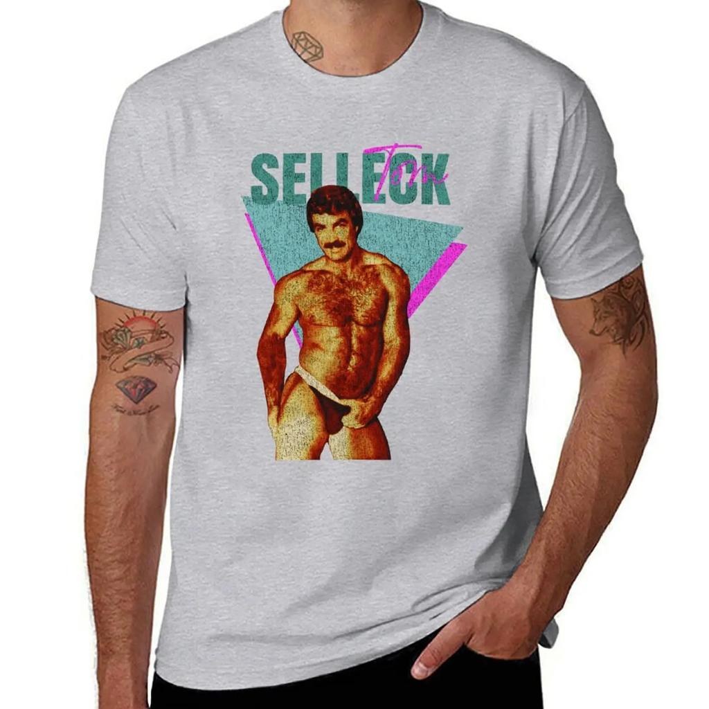 Vintage Distressed Tom Selleck Tshirt Hippie Clothes Basketball Graphic Tees Baggy Shirts Unisexs Champion T Shirts