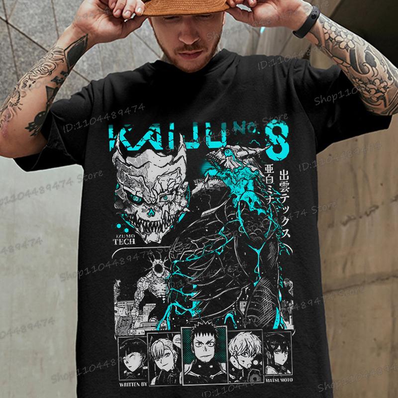 Anime Kaiju No 8 Tričko Kafka Hibino Pánské Vtipné Manga Trička Volná Kulatý Výstřih Grafická Trička Y2K Komiks Kaiju No 8 Bavlněné Tričko