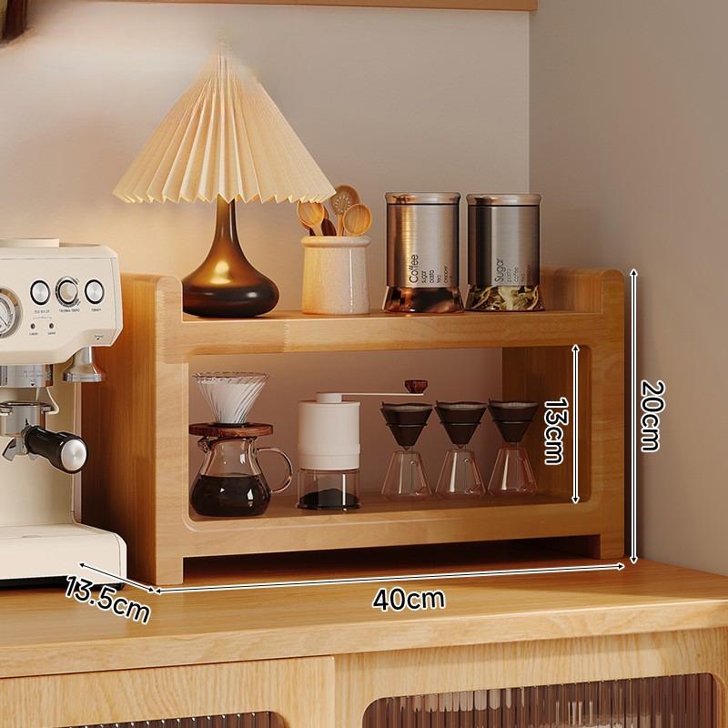 Coffee Machine Organizer Rack Wood Storage Racks Multifunctional Cup Shelf Aesthetic Tabletop Heightening Shelves Home Furniture