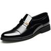 Men's Shiny Leather Double Buckle Monk Shoes - Pointed Toe, British Style, Business Casual.