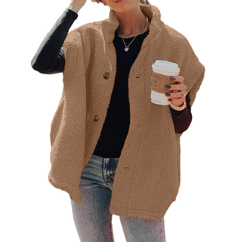 Womens Fuzzy Fleece Vest Casual Oversized Warm Button Down Vest Jacket With Pockets