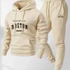 Trendy Hoodie Set Autumn Campus New Stripe Set Fashion Printed Hoodie Casual Pants