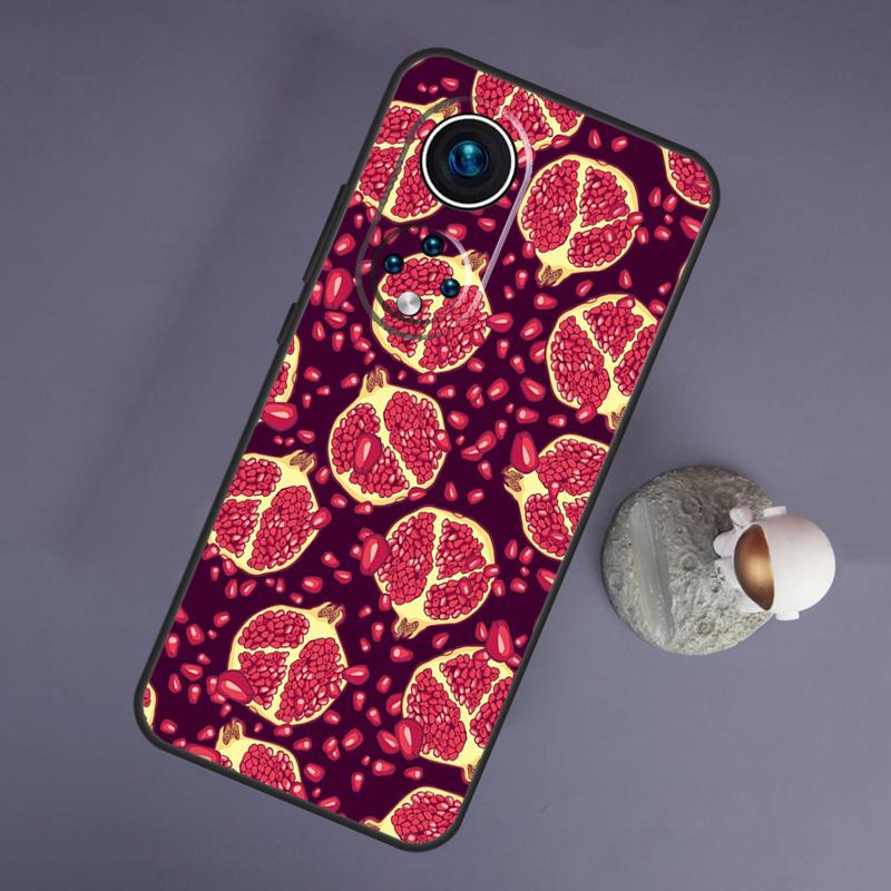 Food Fruit Red Pomegranate For Huawei Honor Magic 5 Lite 70 50 X8 X9 a P20 P30 P40 P50 P60 Pro P Smart Nova 9 5T Case