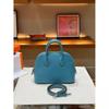 Mini Bowling Goat Grain Cowhide Leather Shoulder Bag