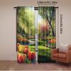 Set Of 2 Garden Curtain Keukenhof Colorful Tulip Flowers Trees Foliage Spring Season Bedroom Living Room For Area Made Polyester