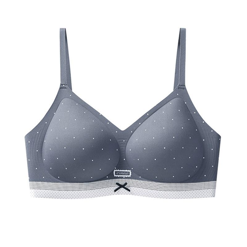 Polka Dot Bow Sweet Ballet Style No Wire Bra For Women