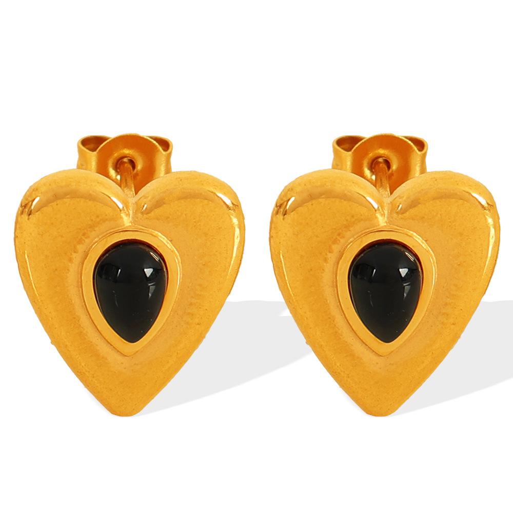 Korean Love Pendant Item Stud Earrings Necklace Women'S Collarbone Chain Niche Design Set
