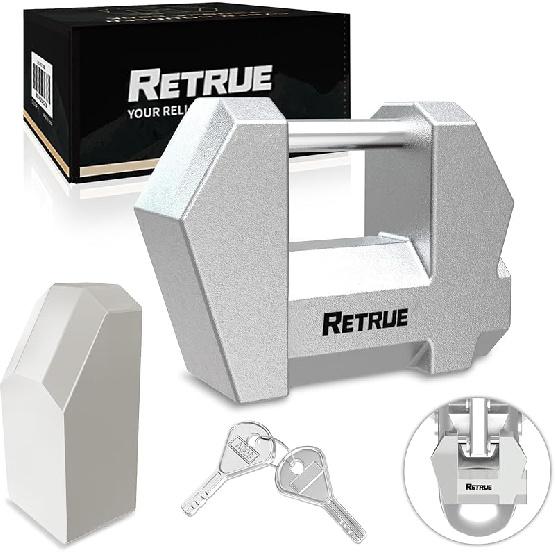 RETRUE Замок на сцепное устройство прицепа, Улучшенный киберзамок для прицепа, Увеличенный зазор 1,2 дюйма, Диаметр 1/4 дюйма, Прочный замок-защелка для широкого прицепа