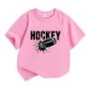 Kids Boys Girls 100% Cotton Crew Neck Short Sleeve T-Shirt, Cool Ice Breaking Hockey Puck Print Casual Soft Daily Tees for Sports Game Playing Summer