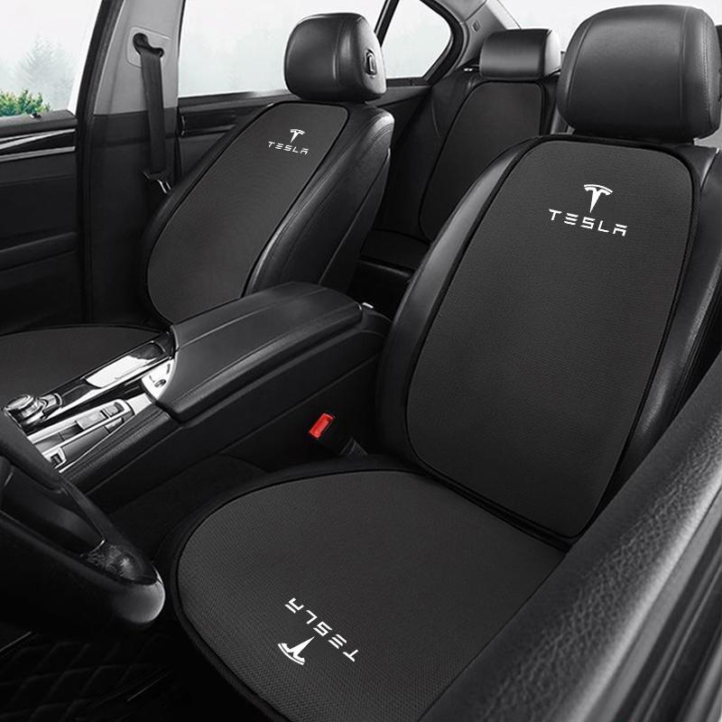 Car Seat Cushion Cover Breathable Flax Fabric Soft Pad For Tesla Model 3 Model S Model X Model Y Cybertruck Roadster SpaceX