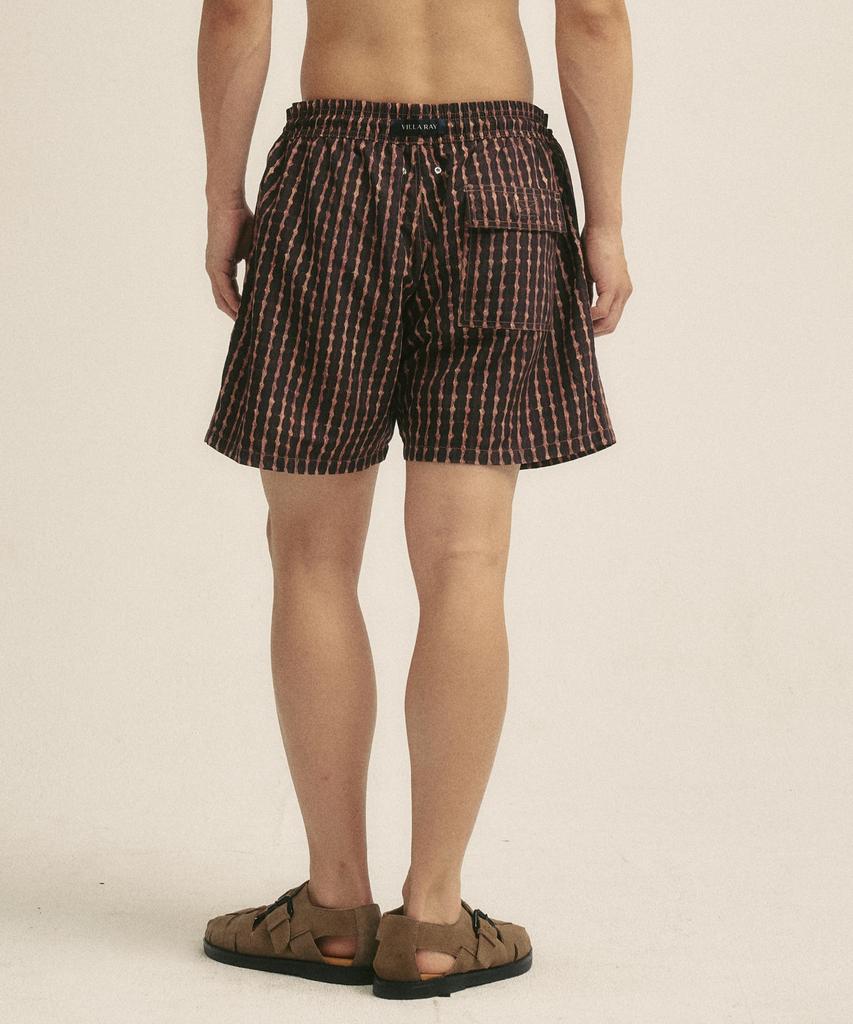 Billalei Espresso Stripe Men'S Swim Shorts - Dark Brown