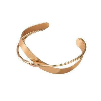 Double Infinite Twisted Cross Minimalist Open Kada Cuff Bracelet for Girls and Women