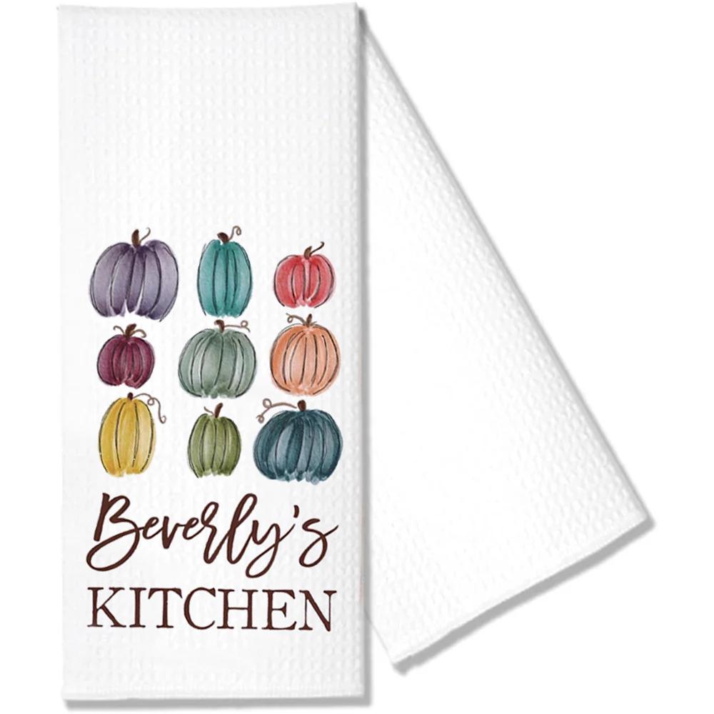 Personalized Pumpkin Kitchen Towel Waffle Tea Towel Fall Halloween Table Decor  Accessories Housewarming Hostess Gift Bathroom