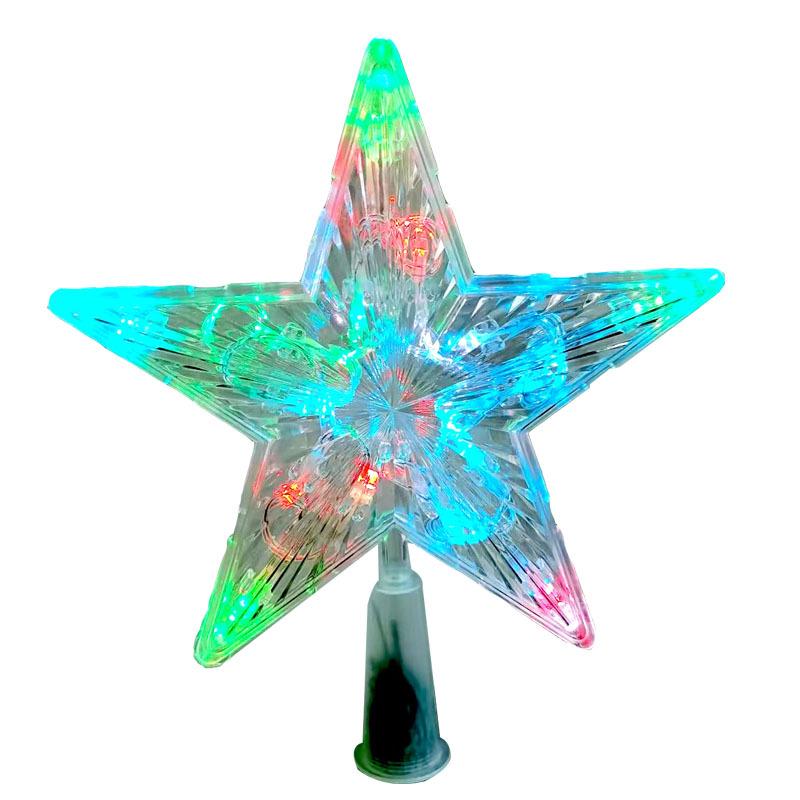 In-Stock LED Tree Topper Star: Transparent, Battery-Powered Five-Point Christmas Decoration