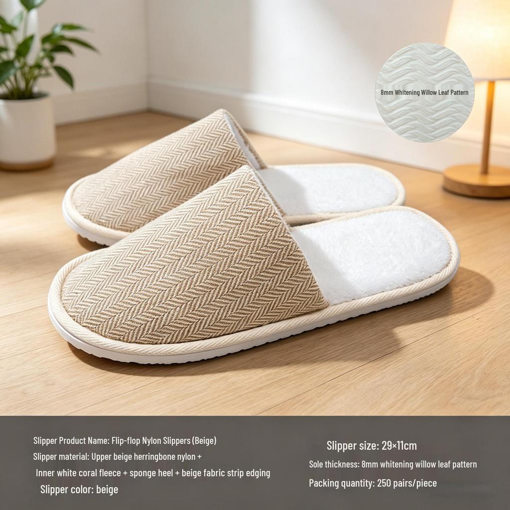 Star Hotel Disposable Non-Slip Slippers for Bed & Breakfast, Guest Room, Beauty Salon, Club House, and Home.
