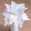 Festive Poinsettia Glitter Artificial Flowers Christmas Tree Decoration