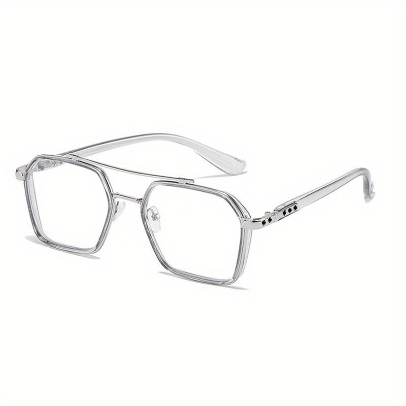 

2PCS Retro Polygonal Double Bridge Glasses Fashionable Men s and Women s Transparent Lens Glasses Classic and Charming Design