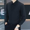 Anti-Wrinkle Men's Shirts Long Sleeve Dress Shirts Male Slim Fit Camisa Social Business Blouse Gray Office Classic Shirt 5XL