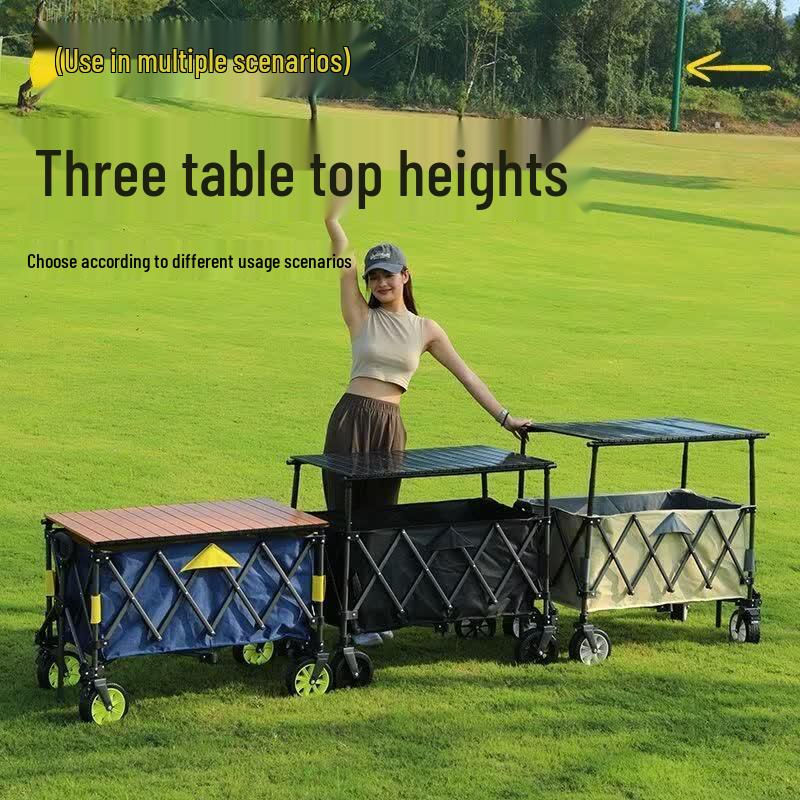 Foldable Camping Cart with Lift Table