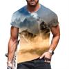 Fashion Men's Crew Neck Short Sleeve 3D Casual Color Printing Casual Short Sleeve Crew Neck T-Shirt