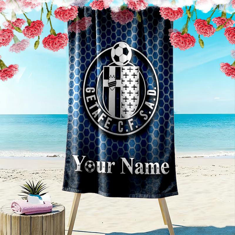 Name Custom Getafe CF Print Beach Towel, Large Soft Quick Dry Towel for Beach Camping Swimming