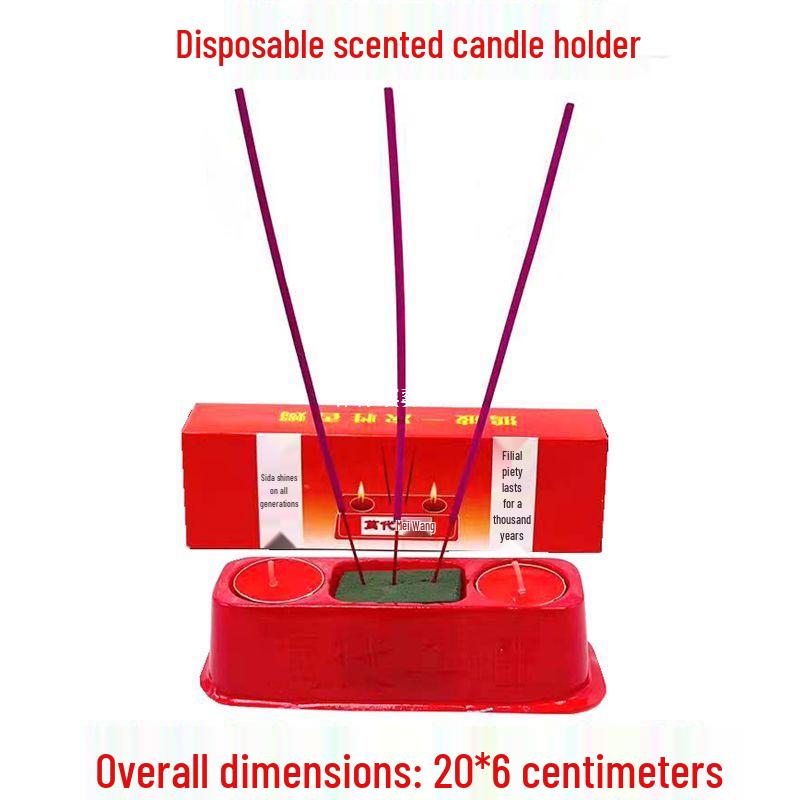 Sandalwood Incense Holder & Candle Set for Ancestor Worship with Joss Paper Other