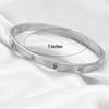 Stylish Zirconia Open Cuff Bracelet - 4MM/6MM Stainless Steel Couple Design