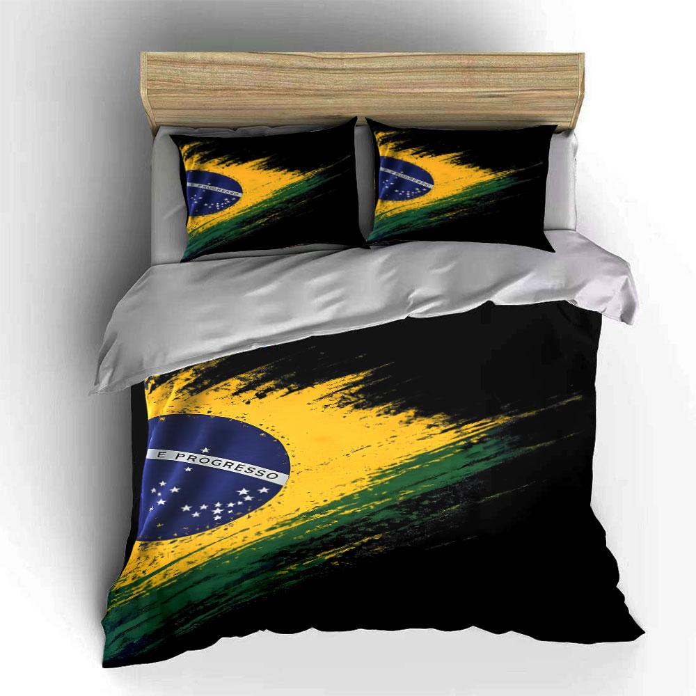 Brazilian flag brush strokes. Bedding sets Duvet cover sets Duvet covers Pillowcases(1*Duvet Cover 2*Pillowcases without duvet insert)
