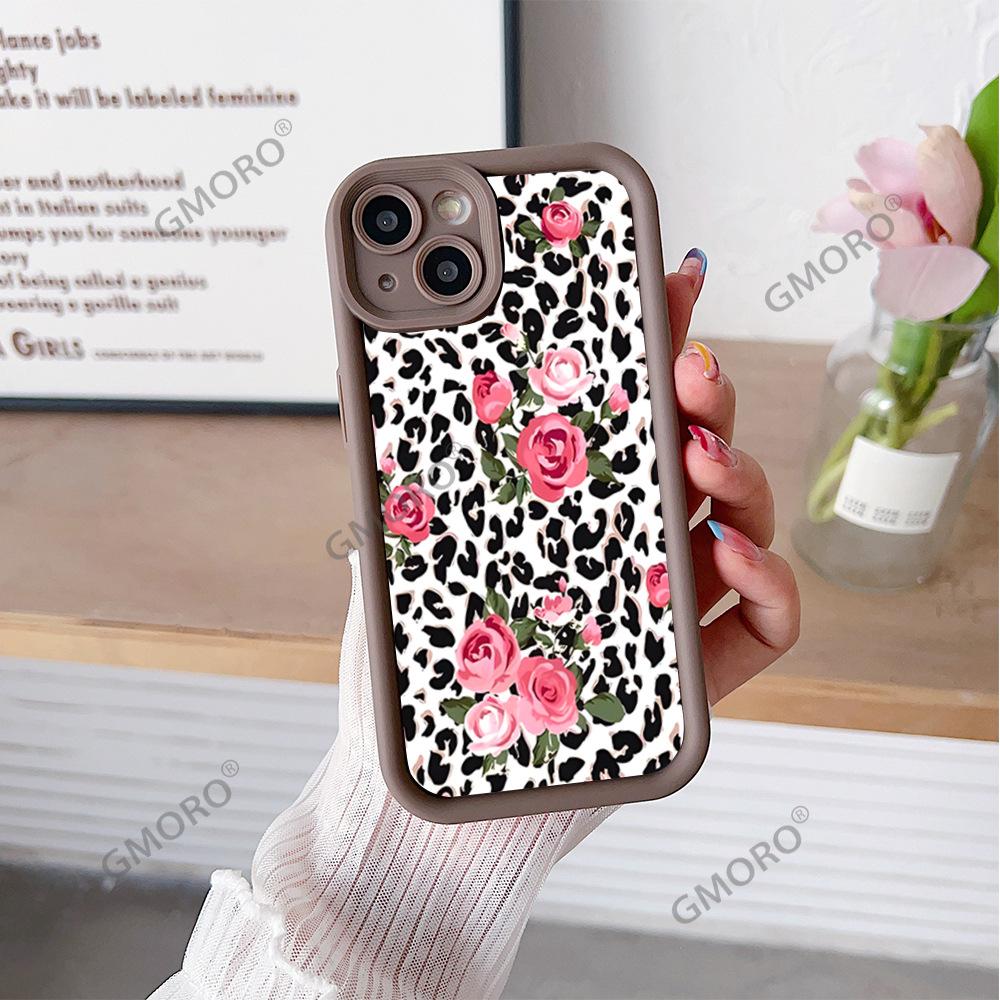 European and American Stations Retro Leopard Print Rose Mobile Phone Case Is Suitable for Apple 17promax Advanced Sense 16pm Silicone Protective Case