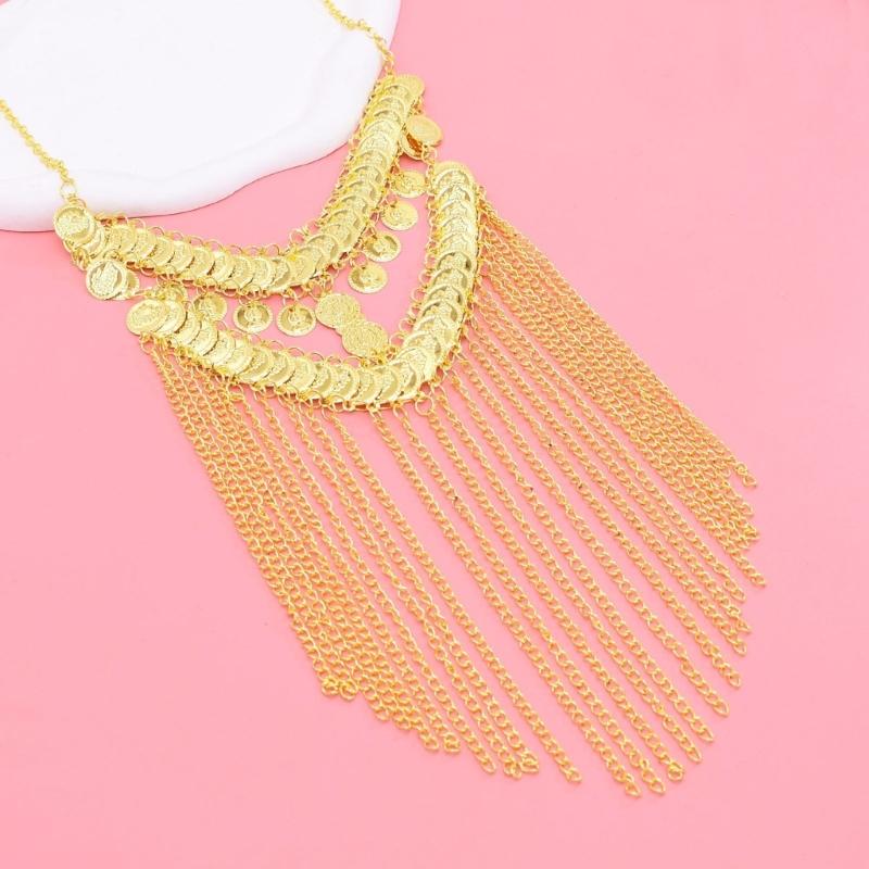 Gold Coin Veils Headband Coin Face Chain Belly Dance Jewelry Accessory Halloween Christams Cosplay Party Performances