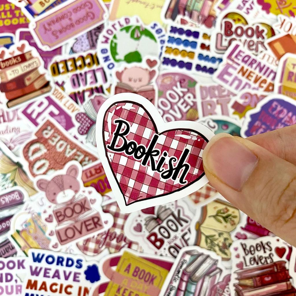 50 Pink Bookish Graffiti Stickers Reading Series Graffiti Stickers Guitar Laptop Suitcase