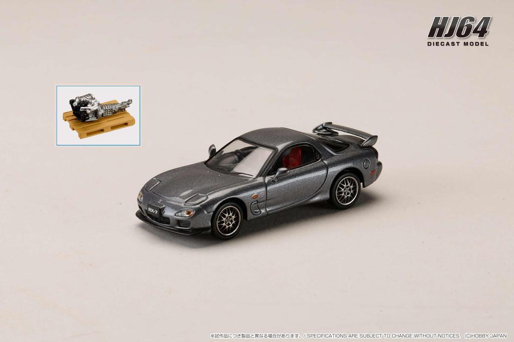 Mazda SPIRIT R TYPE A with Engine Display Titanium Gray Metallic 1/64 RX-7 (FD3S) Model,