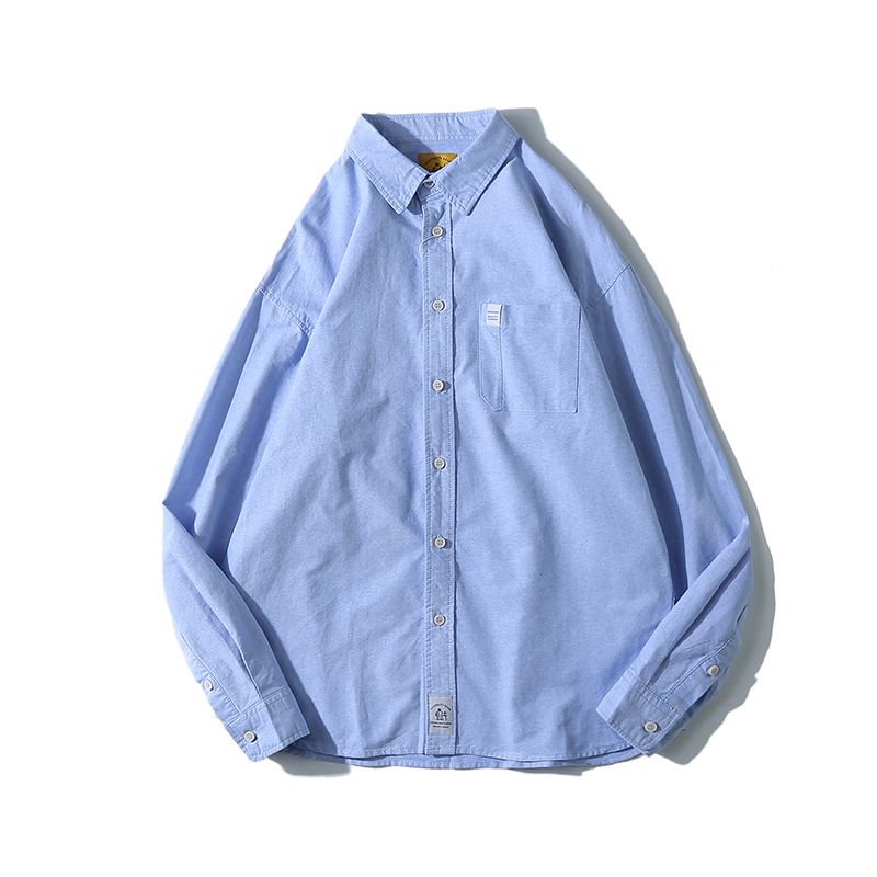 

Men s Road Autumn New Fashion Retro Small Icon Shirts Men s Niche Design Sense Student Versatile Casual Long sleeve Shirt Blue 2XL