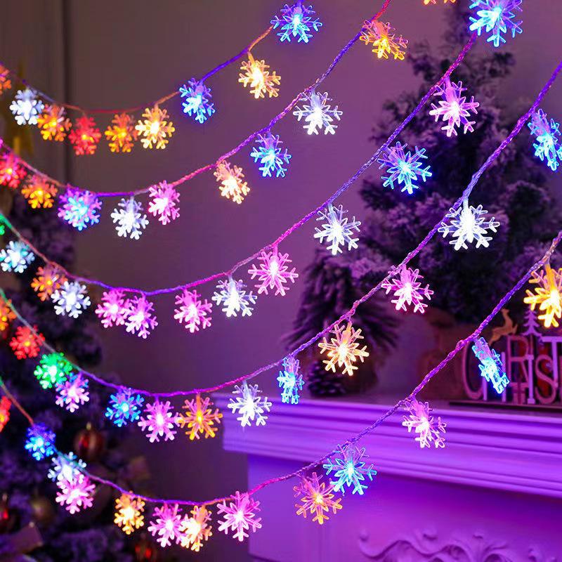 LED Snowflake String Lights: Battery-Powered Christmas Tree & Festival Decoration
