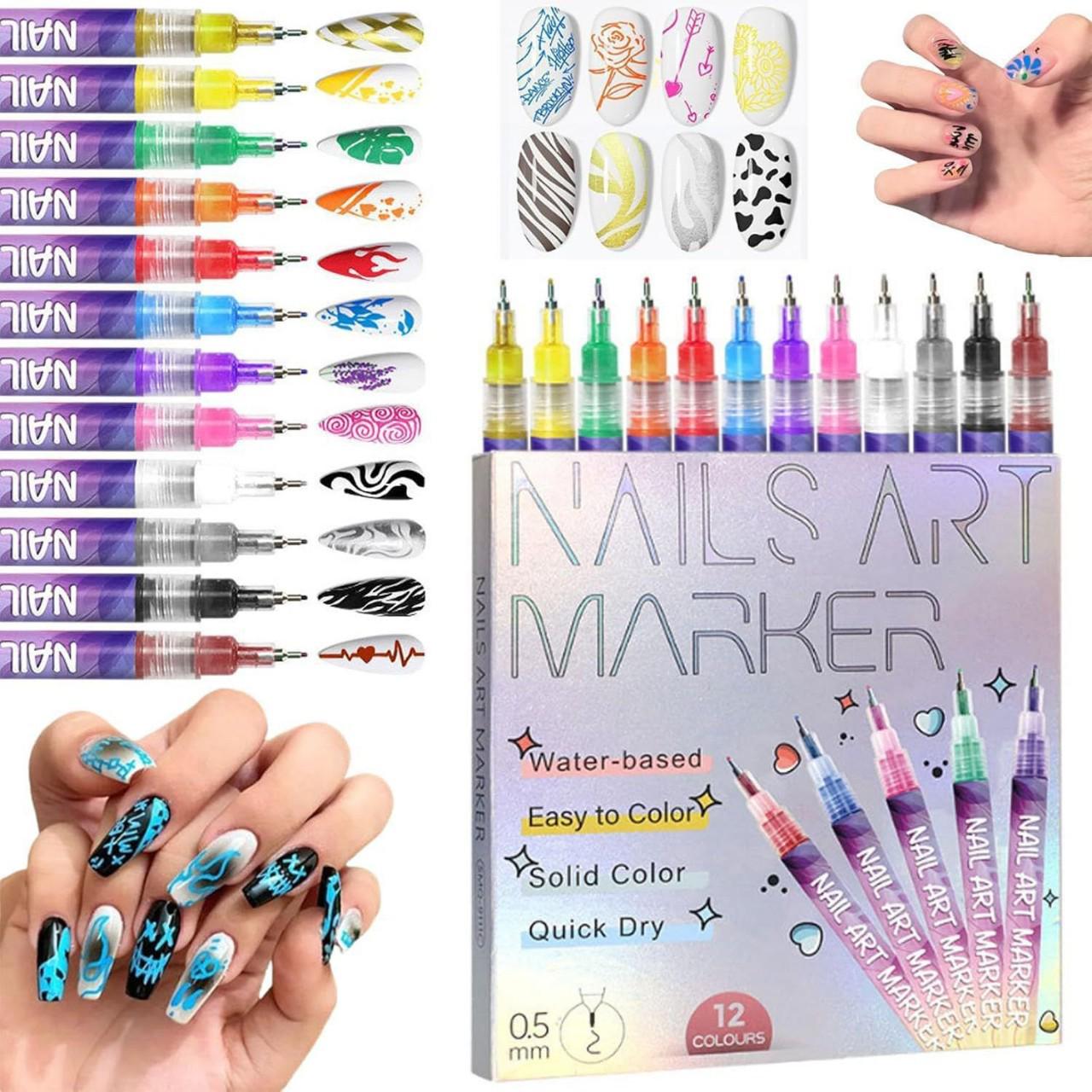 

Nail Art Pen: Quick-Dry DIY Manicure Tool with Needle Tube Tip 12 Colors
