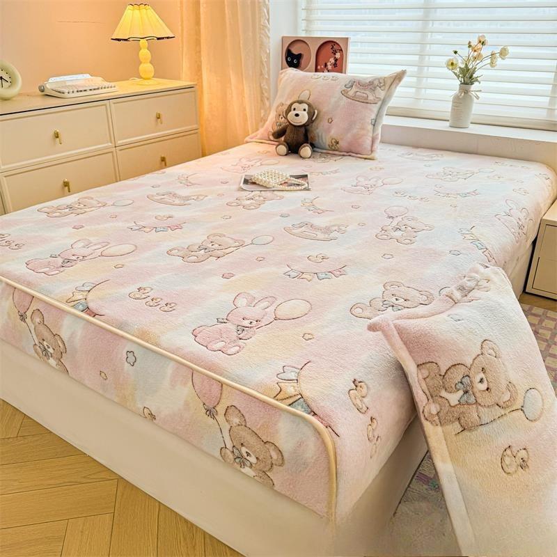 Milk fleece mattress winter thickened Simmons bedspread protective cover fleece non-slip