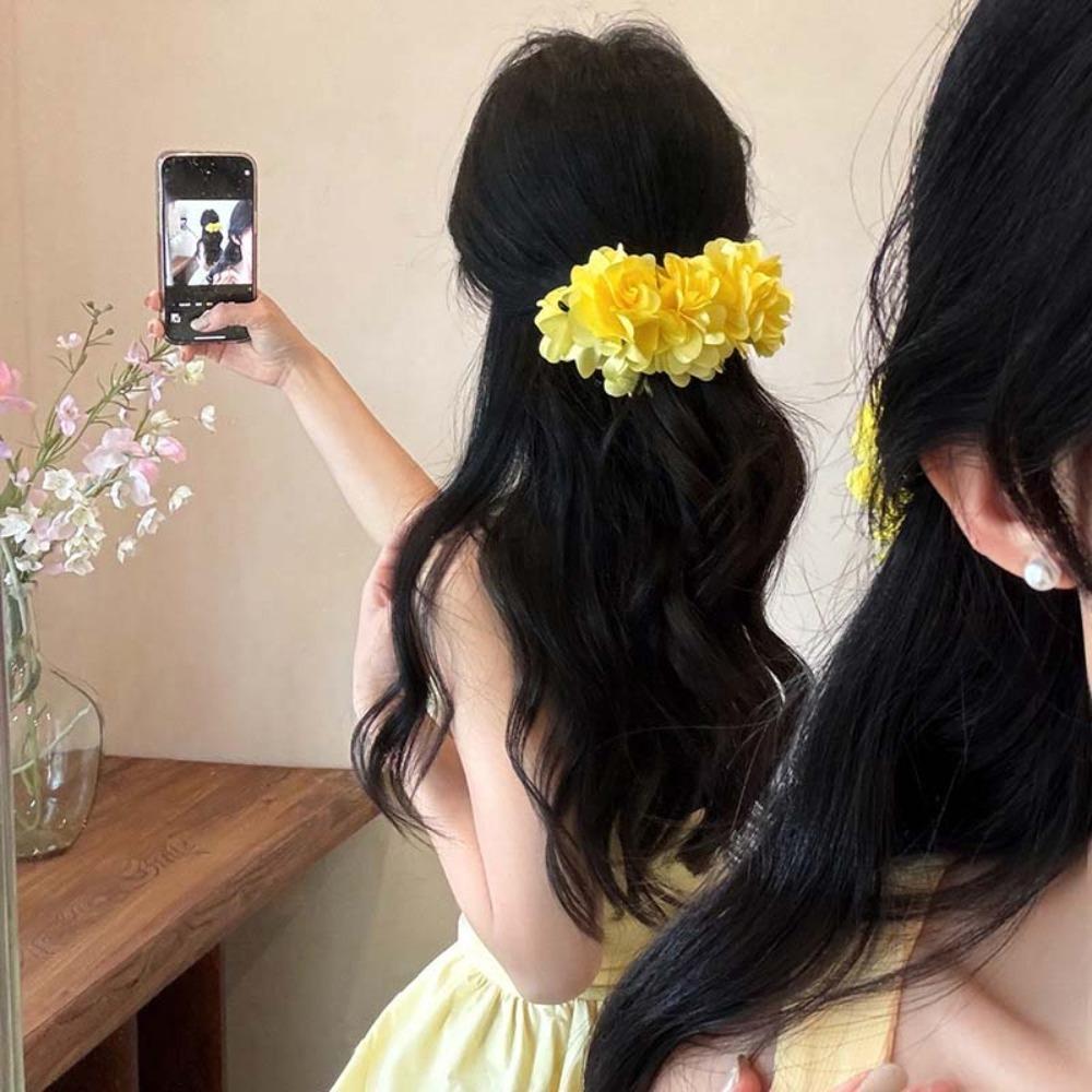 Süße Blume Bananenclips Rose Floral Verdrehte Haarspange Haarschmuck Frauen Vertikalclip Strand