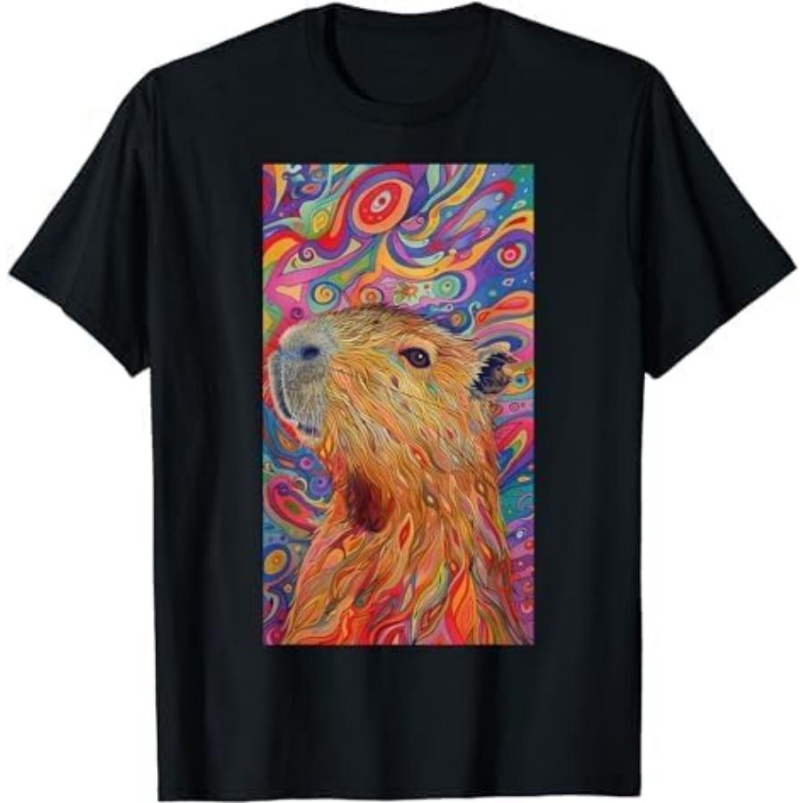

Psychedelic Capybara Featuring Swirling Capybara T-Shirt PTKL Mens Womens Tank Top Sweatshirt Hoodie Longsleeve 1376 Black XXXXXL різнокольоровий