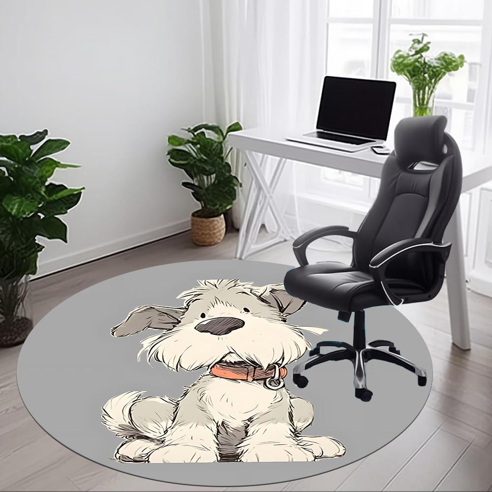 1pc Schnauzer Dog Office Round Rug, Non-slip, Soft and Durable Office Rug for Interior Decoration, Perfect for Office, Beautiful Decoration Yy26031201