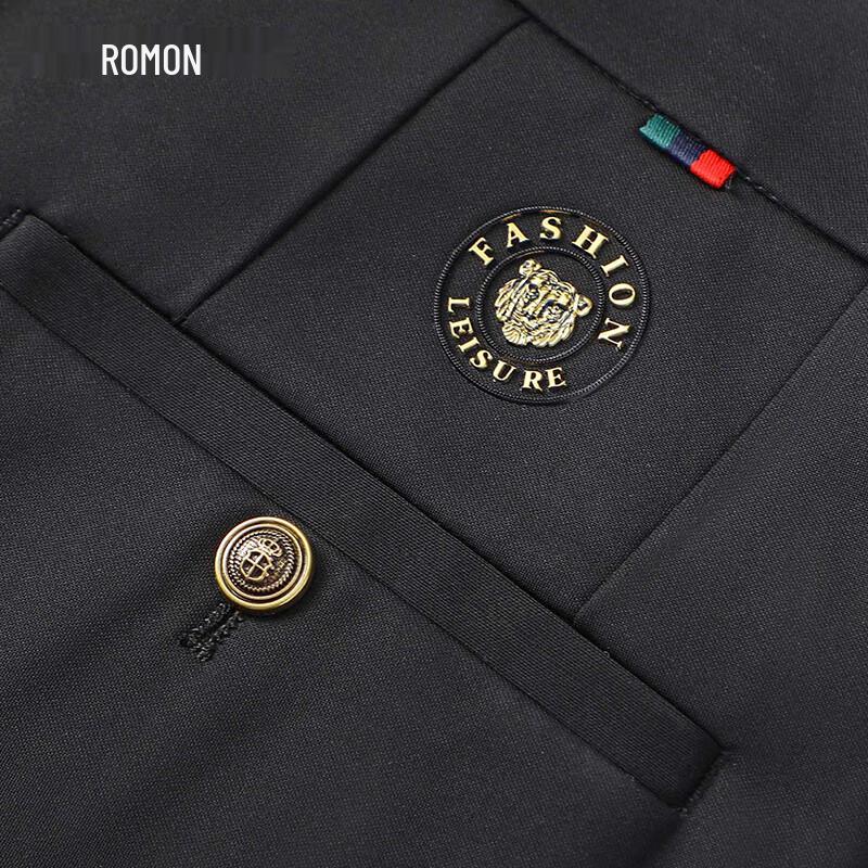 Romon Men's Lightweight Four-Way Stretch Straight-Leg Business Casual Trousers