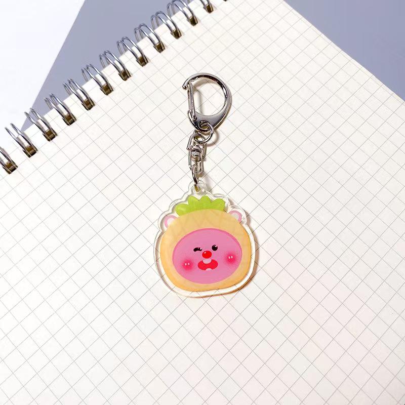 Cartoon Beaver Keychain: Cute Ruby Fruit Bag Pendant