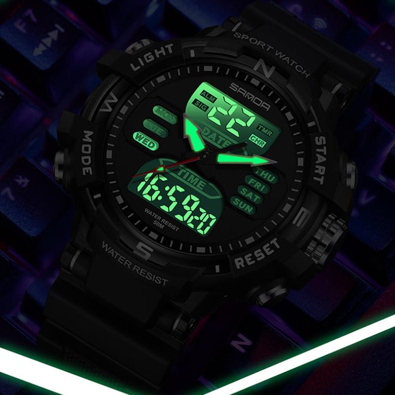 Часы SANDA Спортивные уличные Водонепроницаемые Многофункциональные Светящиеся Будильник — фото 9