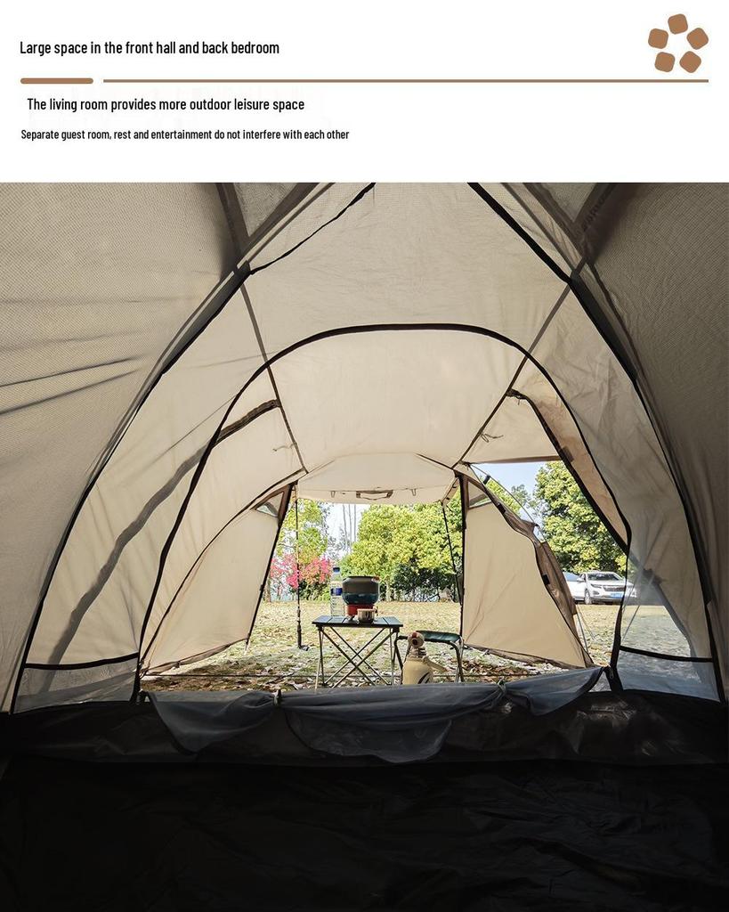 Cold-Proof Winter Camping Tent: Portable, Rainproof, Flame-Retardant, Sun-Protected, Large Tunnel Design with Rear Room