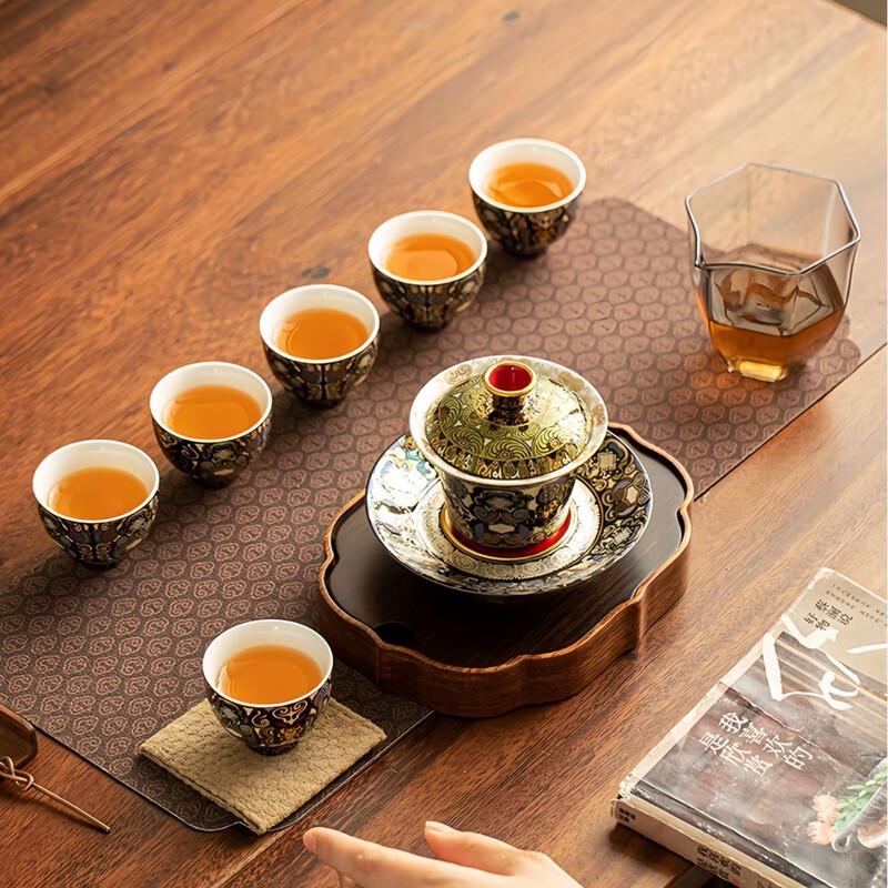 Dunhuang Style Ceramic Gaiwan Kung Fu Tea Set